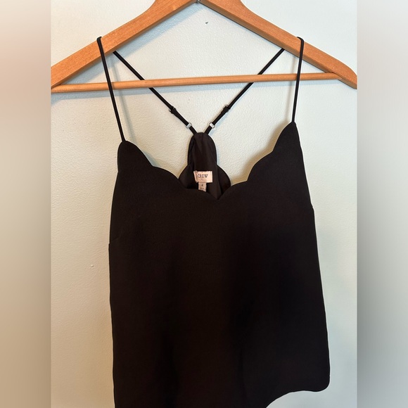 J Crew Black Scallop Neckline Cami Top - Picture 1 of 3